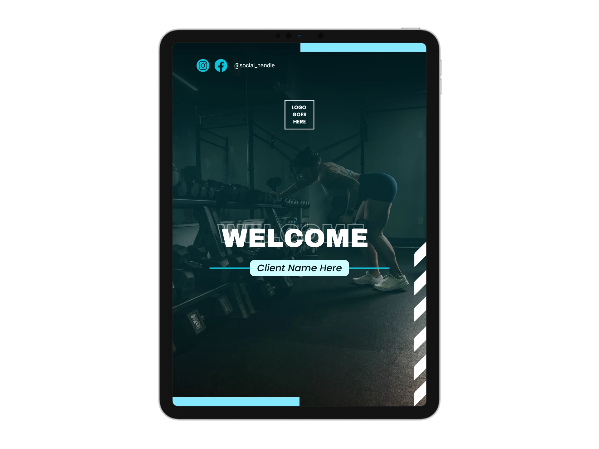 The Welcome Guide cover on a tablet, ready for your logo, social handle and client name.