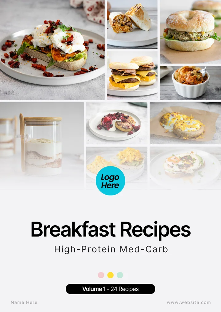 Breakfasts, high-protein medium-carb recipe book cover